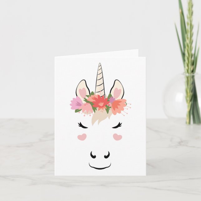 Unicorn Ansikte Eyelash Kärlek Halloween Costume F Kort (Framsida)