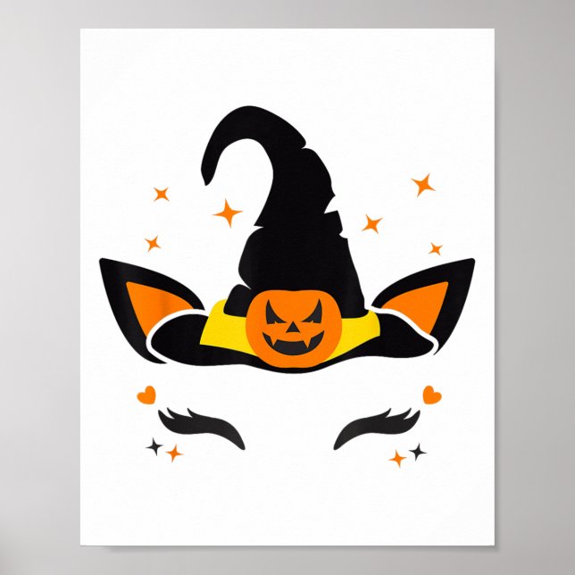 Unicorn Ansikte Eyelash Witch Pumpkin Scary Hallow Poster (Framsidan)