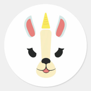 Unicorn Ansikte Funny Arg Cute Halloween Costume Runt Klistermärke