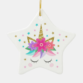 Unicorn Ansikte God jul Glitter Julgransprydnad Keramik