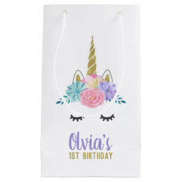 Unicorn Ansikte Guld Glitter Birthday Gift Bag
