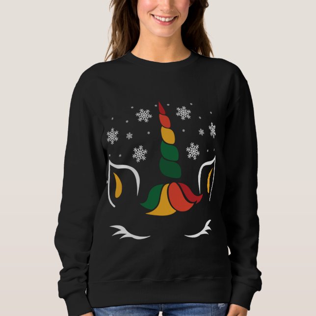Unicorn Ansikte-julklapp Snö-flake Magic X-M T Shirt (Framsida)