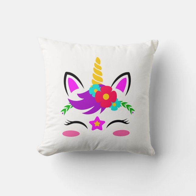 Unicorn Ansikte Kudde (Framsida)