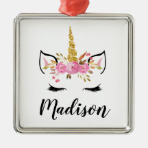 Unicorn Ansikte med Eyelash Personlig Namn