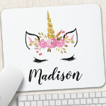 Unicorn Ansikte med Eyelash Personlig Namn Musmatta<br><div class="desc">Unicorn Ansikte med Eyelash Personlig Namn Mouse Pad</div>