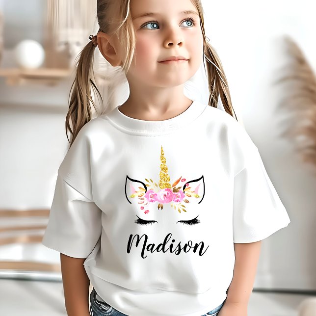 Unicorn Ansikte med Eyelash Personlig Namn T Shirt (Skapare uppladdad)