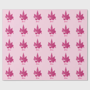 Unicorn Ansikte Rosa Glitter Girly Kids Presentpapper