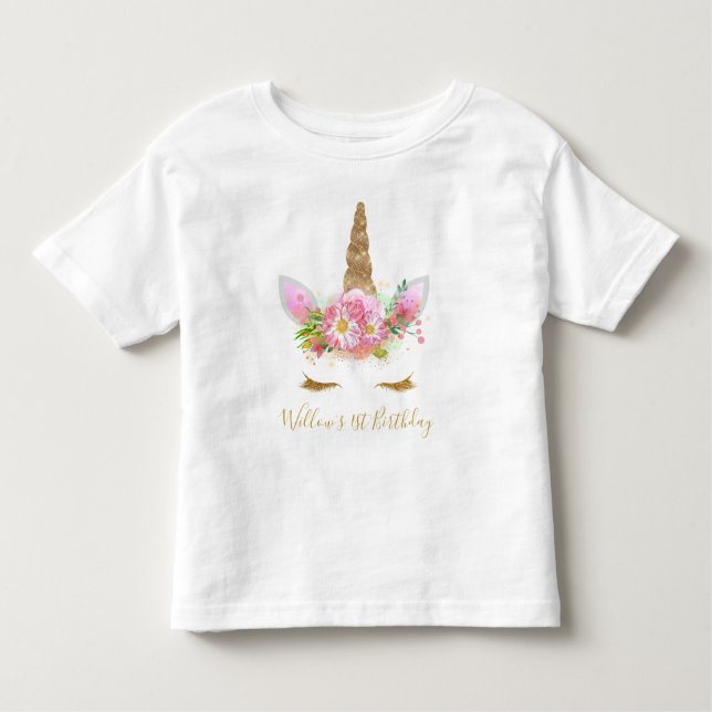 Unicorn Ansikte Ruffle T-Shirt (Framsida)