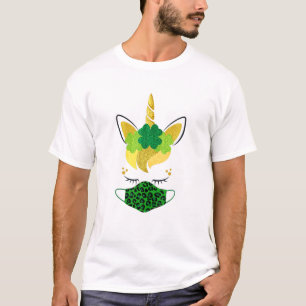 Unicorn Ansikte Shamrocks Facemask St patrick's da T Shirt