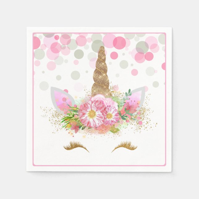 Unicorn Ansikte Unicorn Pappra Napkins Pappersservett (Framsidan)