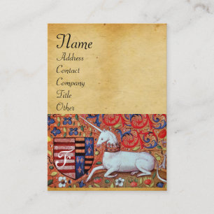 UNICORN/Antique Brown Parchment Monogram Visitkort