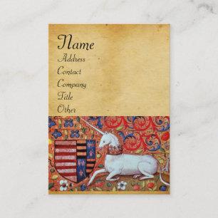 UNICORN/Antique Brown Parchment Monogram Visitkort