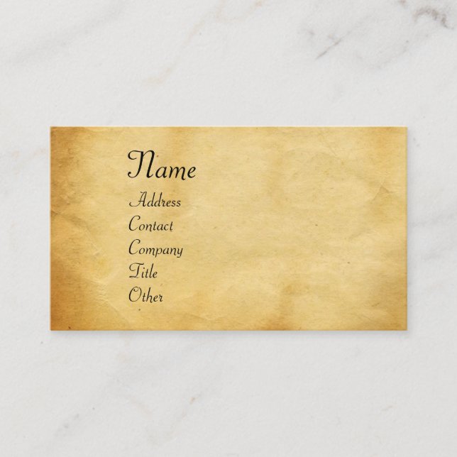UNICORN/Antique Brown Parchment Visitkort (Framsida)