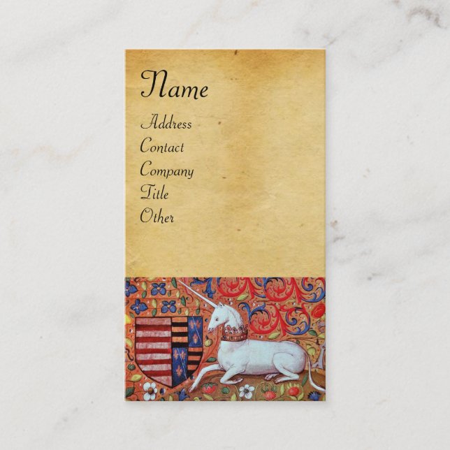 UNICORN/Antique Brown Parchment Visitkort (Framsida)