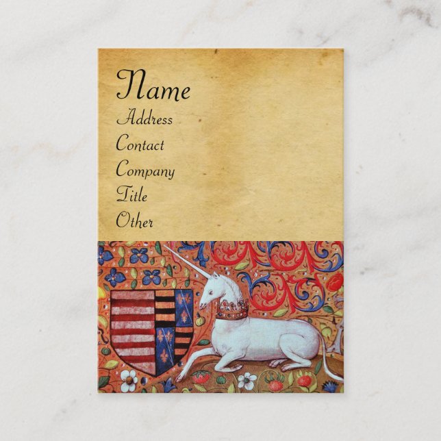 UNICORN/Antique Brown Parchment Visitkort (Framsida)