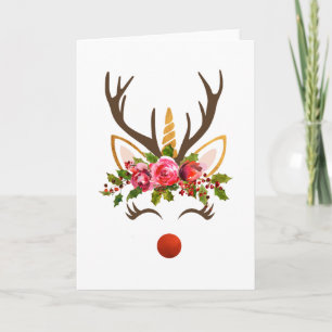 Unicorn Antler/julblommor Helgkort