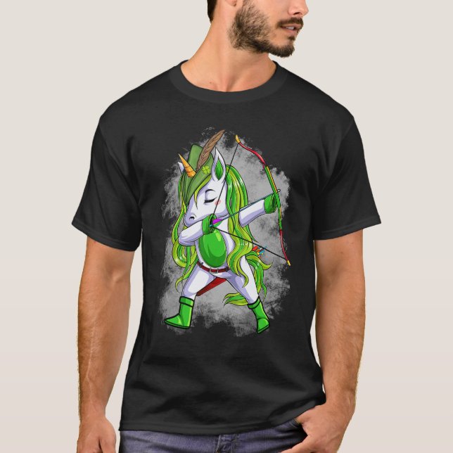 Unicorn Archer St Patrick Dabbing Unicorn Archery T Shirt (Framsida)