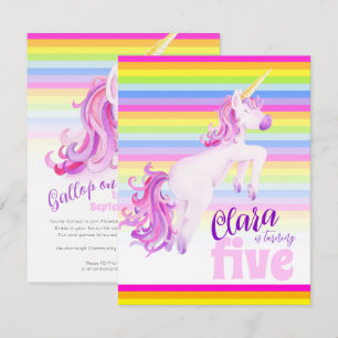 Unicorn art rainbow 5-födelsedagsinbjudningar inbjudningar