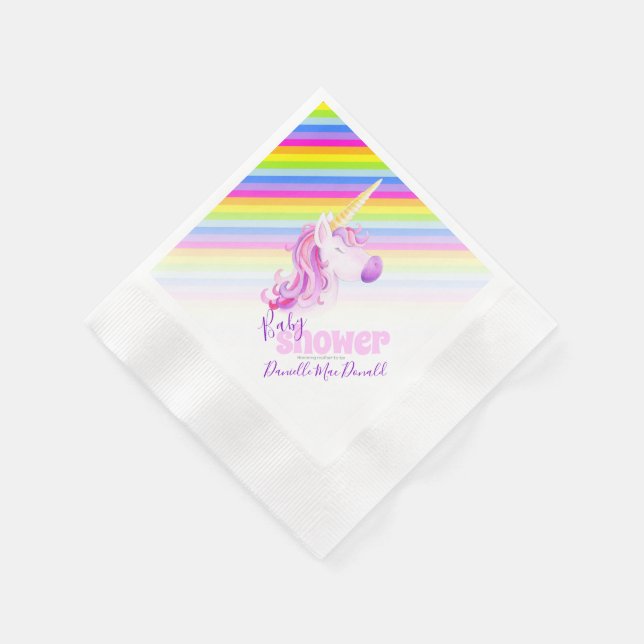 Unicorn art rainbow babbabbabydusch party pappersservett (Hörn)