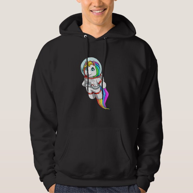 Unicorn as Astronaut Hoodie (Framsida)