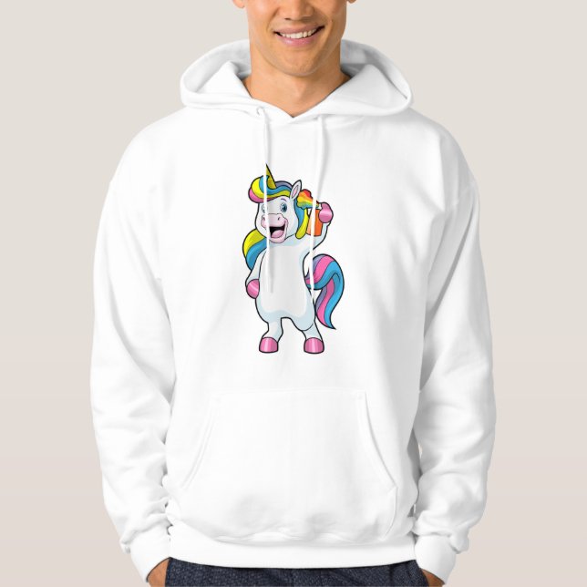 Unicorn as Hairdresser with Hairspray Hoodie (Framsida)