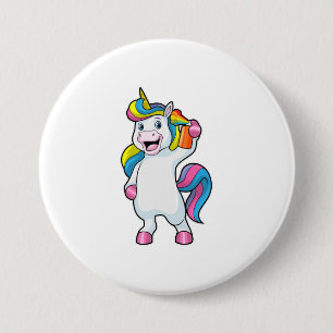 Unicorn as Hairdresser with Hairspray Knapp
