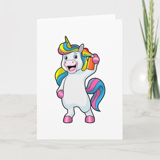 Unicorn as Hairdresser with Hairspray Kort (Framsida)