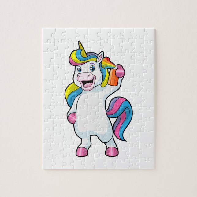 Unicorn as Hairdresser with Hairspray Pussel (Vertikal)
