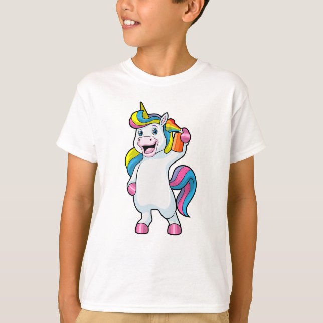 Unicorn as Hairdresser with Hairspray T Shirt (Framsida)