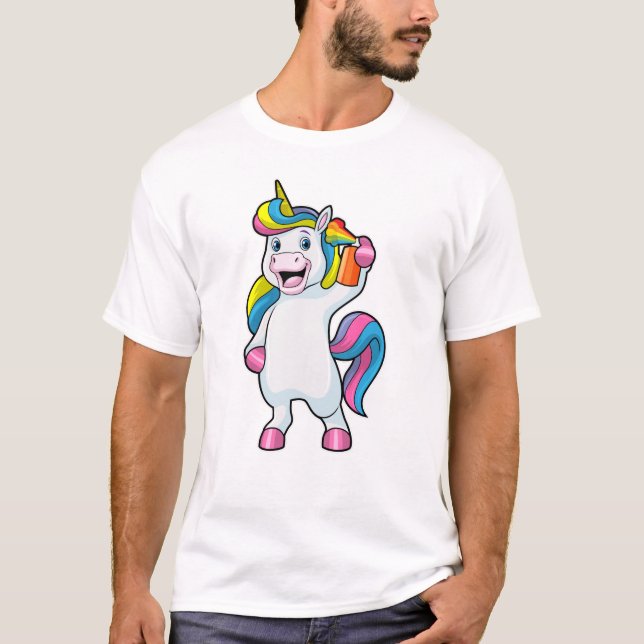 Unicorn as Hairdresser with Hairspray T Shirt (Framsida)