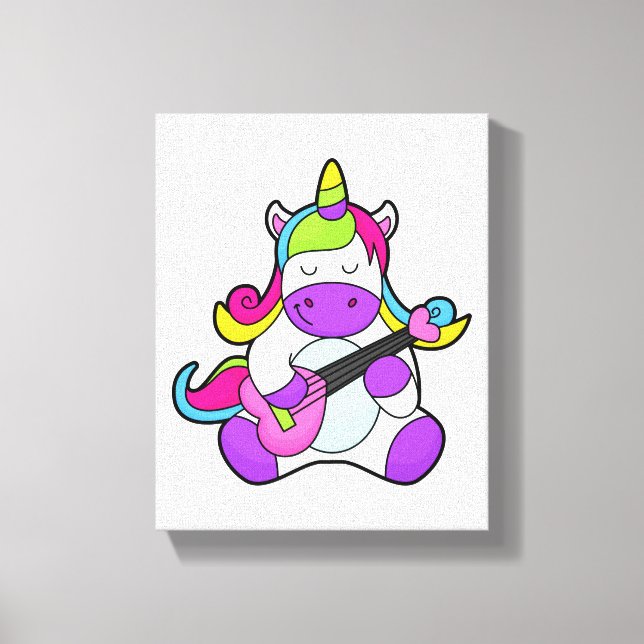 Unicorn as Musician med Guitar Canvastryck (Framsida)