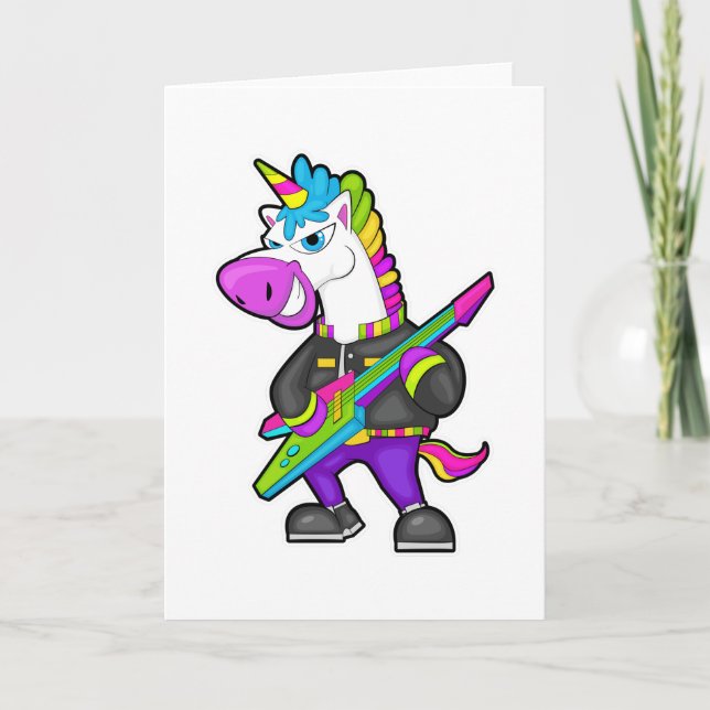Unicorn as Musician med Guitar Kort (Framsida)