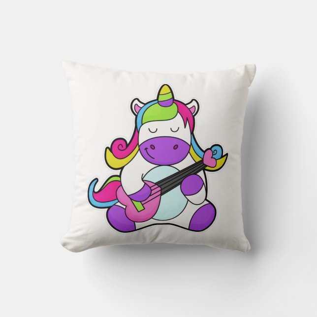 Unicorn as Musician med Guitar Kudde (Framsida)