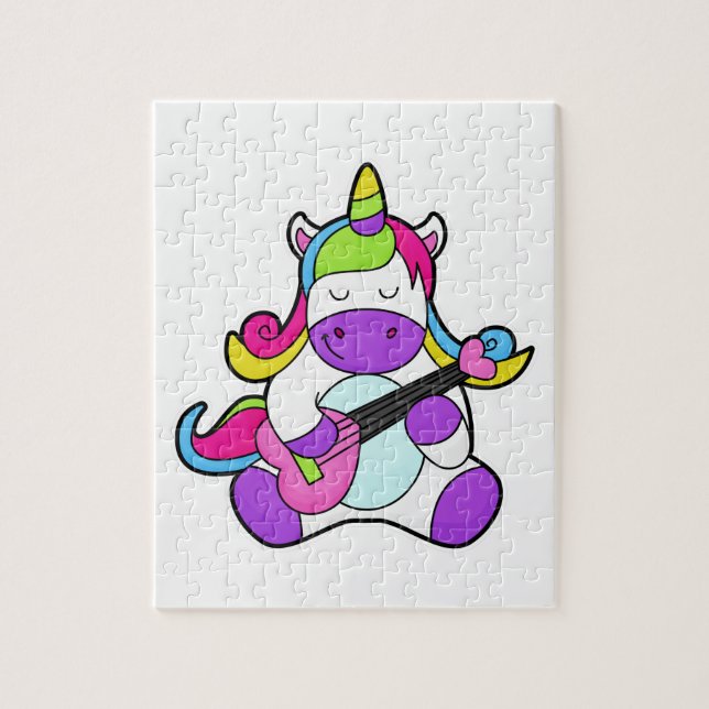 Unicorn as Musician med Guitar Pussel (Vertikal)