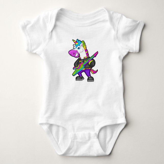 Unicorn as Musician med Guitar T Shirt (Framsida)