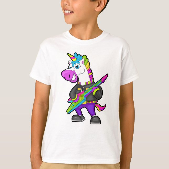 Unicorn as Musician med Guitar T Shirt (Framsida)