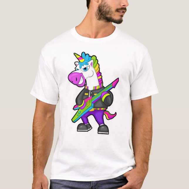 Unicorn as Musician med Guitar T Shirt (Framsida)
