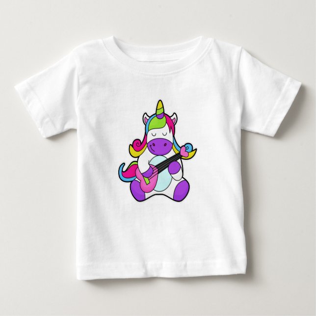 Unicorn as Musician med Guitar T Shirt (Framsida)