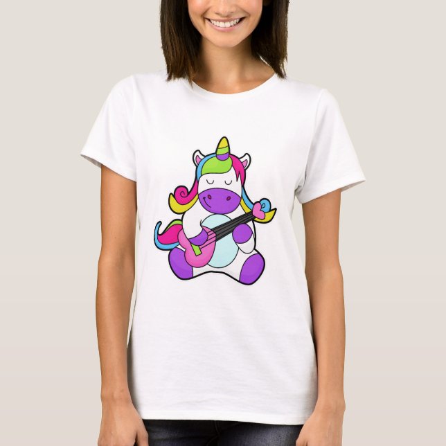 Unicorn as Musician med Guitar T Shirt (Framsida)