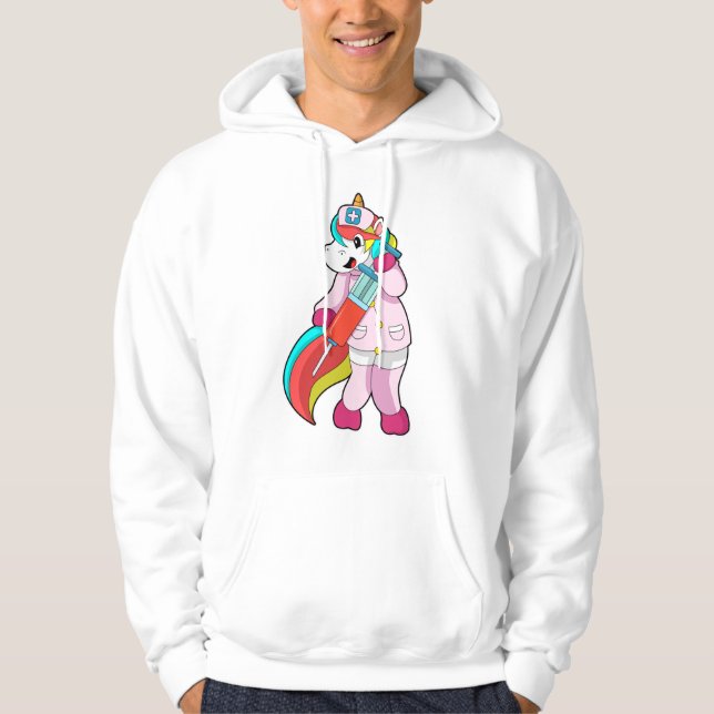 Unicorn as Nurse at Vaccination & Syringe Hoodie (Framsida)