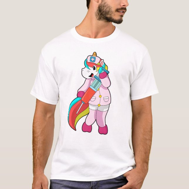 Unicorn as Nurse at Vaccination & Syringe T Shirt (Framsida)