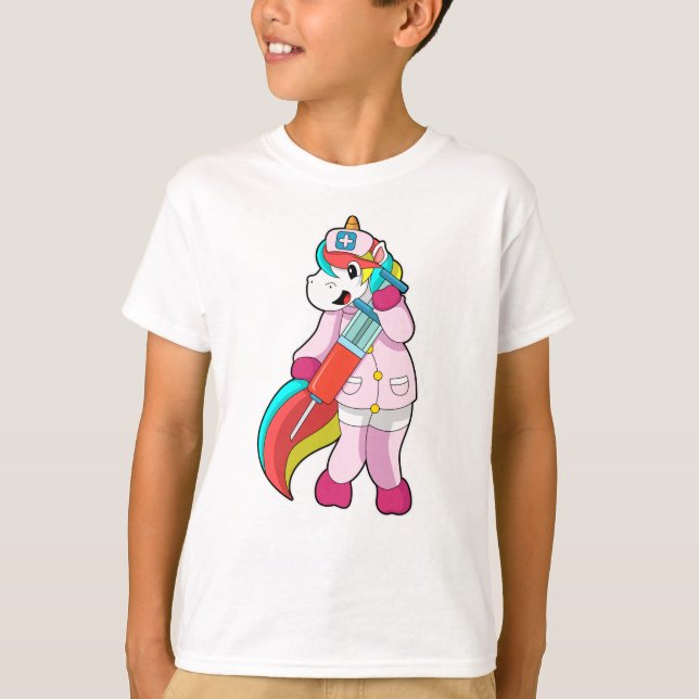 Unicorn as Nurse at Vaccination & Syringe T Shirt (Framsida)
