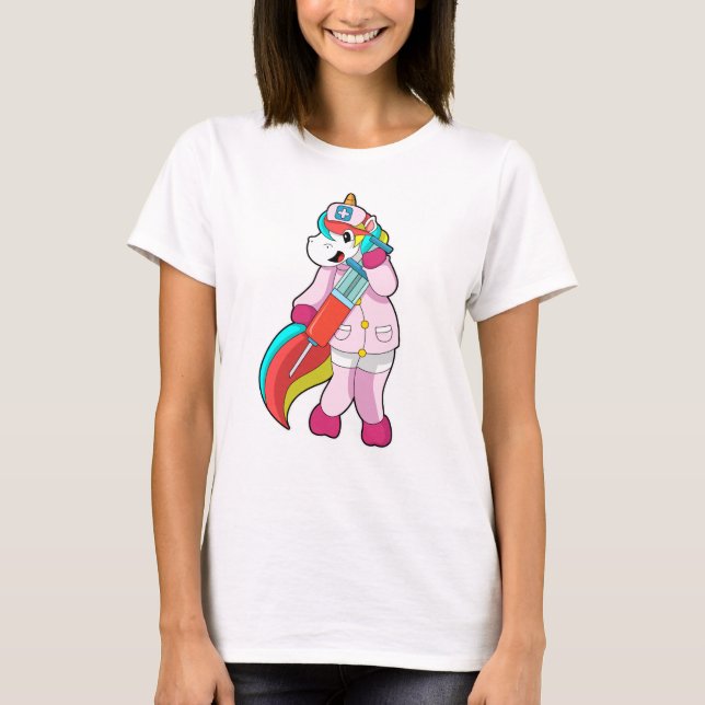 Unicorn as Nurse at Vaccination & Syringe T Shirt (Framsida)