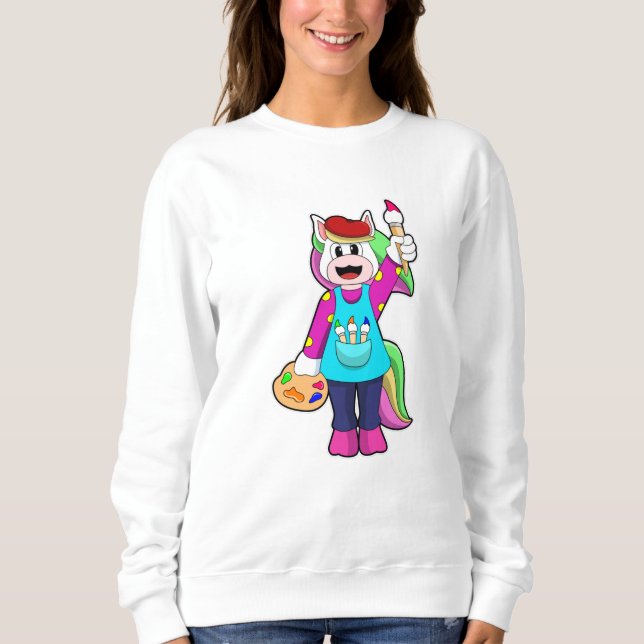 Unicorn as Painter T Shirt (Framsida)