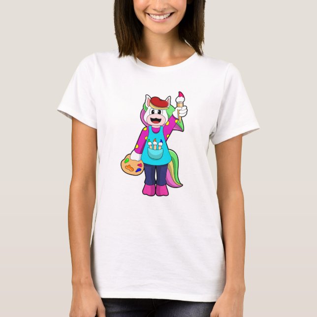 Unicorn as Painter T Shirt (Framsida)
