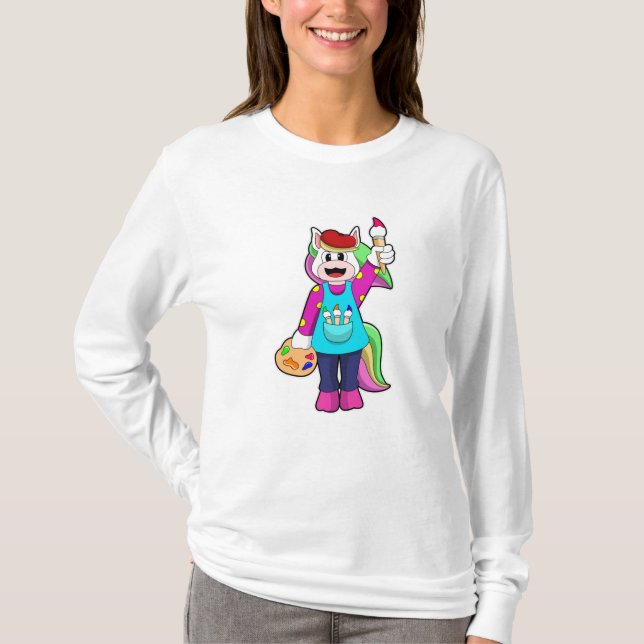 Unicorn as Painter T Shirt (Framsida)