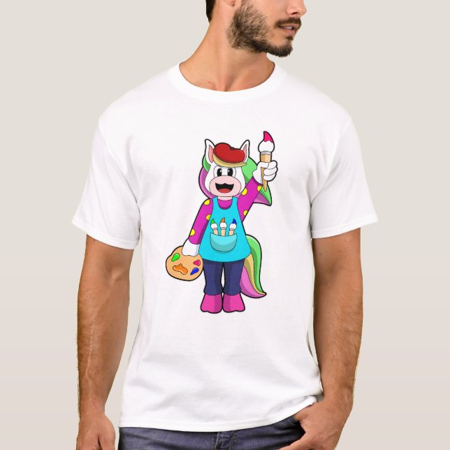 Unicorn as Painter T Shirt (Framsida)