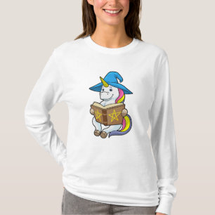 Unicorn as Wizard med Bok & Hat T Shirt