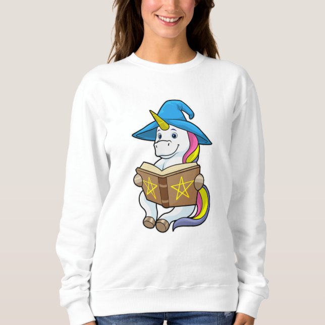 Unicorn as Wizard med Bok & Hat T Shirt (Framsida)