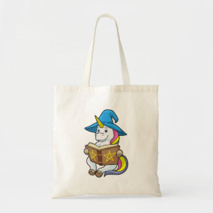 Unicorn as Wizard med Bok & Hat Tygkasse